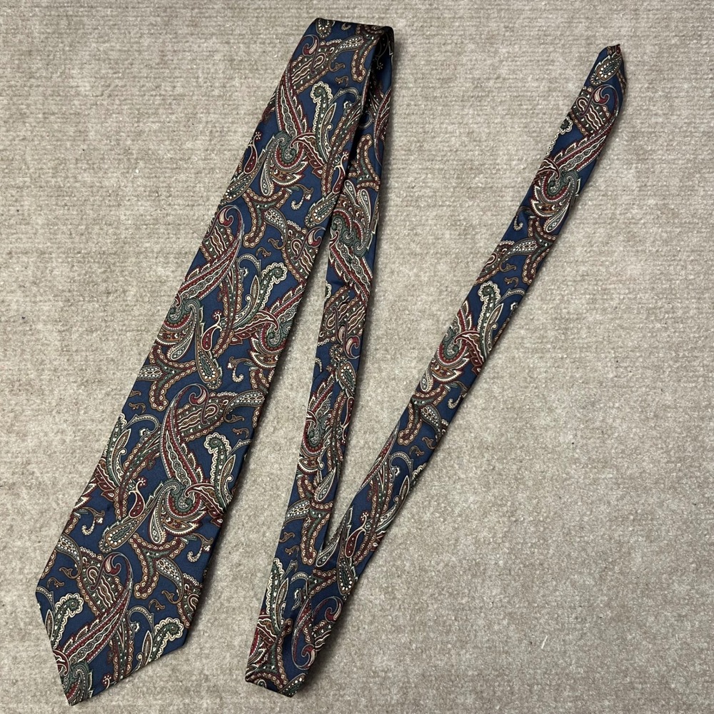 HARDY AMIES London Silk Necktie Blue Paisley Pattern‎ Business Formal